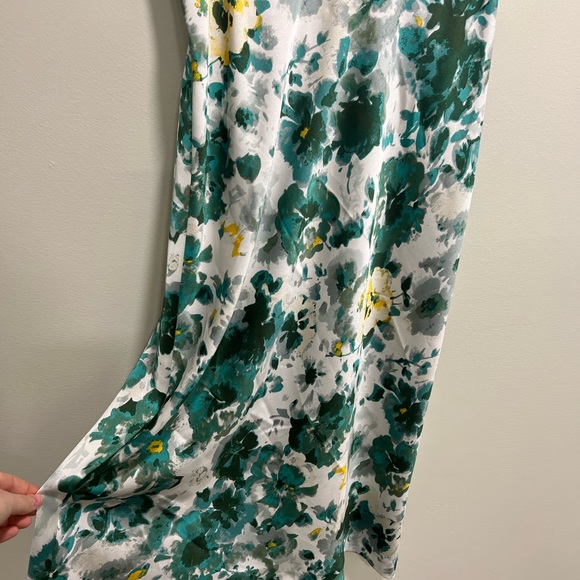 Lucky Brand Natalie Floral Slip Midi Dress in teal, green, white, size M - Picture 5 of 12